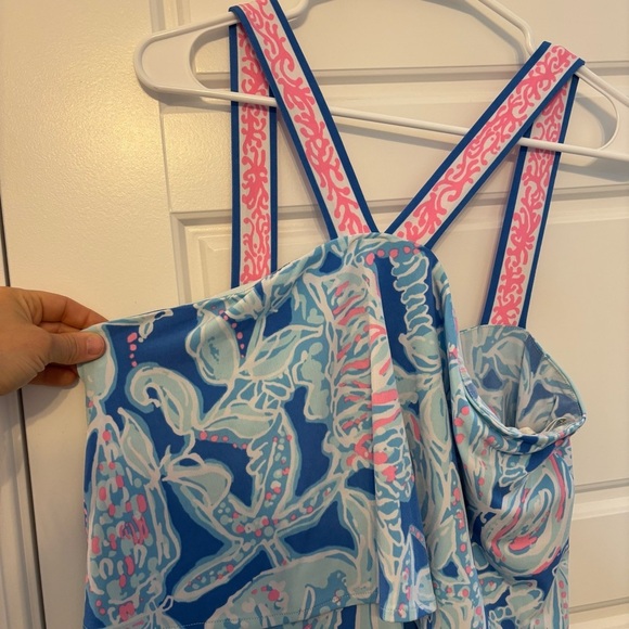 Lilly Pulitzer Bay Blue Into The Deep Engineered Shay Dress Size L Resortwear - Picture 9 of 13